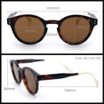 thumbnail image 3 of Round P3 Sunglasses Keyhole Bridge Metal Arms Classic Retro UV400 Tortoise Frame - Brown Lens, 3 of 6