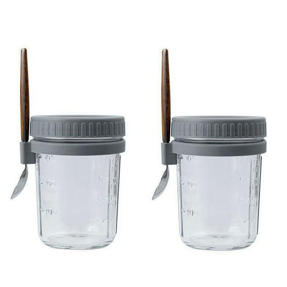2PCS Overnight Oats Container 10- Glass Jars with Spoons