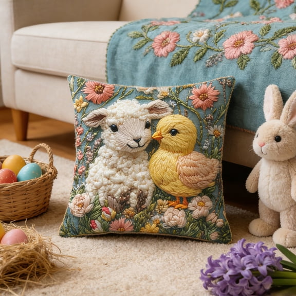 Wooowa Easter Festival Short Pile Knitted Soft Decorative Pillowcase, for Cozy Sofa Bed Couch And Home Interior Decor