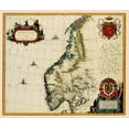 thumbnail image 2 of Blaeu 30x26 Gold Ornate Wood Framed with Double Matting Museum Art Print Titled - Scandinavia Norway - Blaeu 1662, 2 of 4