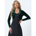 thumbnail image 4 of Bolero Elegante de Terciopelo para Mujer Bolero Crop Cardigan para Cóctel Chaqueta Corta Verde oscuro M, 4 of 6