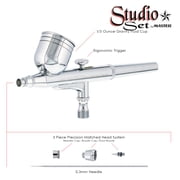 New 6 DUAL-ACTION AIRBRUSH SET-Gravity Siphon Side Feed