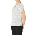 thumbnail image 4 of INSPIRE CHIC Mother's Day Valentine's Day Women's Dots Printed Blouse V Neck Short Sleeve Wear-to-Work Top M White, 4 of 6