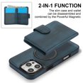thumbnail image 5 of Decase for iPhone 14 Pro Flip PU Leather Back Cover with 2-in-1 Detachable Magnetic Wallet with 5 Card Slots Compatible Mag-Safe and RFlD Blocking Kickstand and Wireless Charging,Blue, 5 of 8