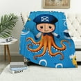thumbnail image 4 of FCXZI Lightweight Cartoon Animals Sailor Octopus Blanket - Reversible Cozy Gift 40*50in, 4 of 7