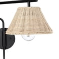thumbnail image 5 of Nathan James Kai Bohemian Plug-in Wall Sconce, Wall Mounted Bedside Reading Lamp with Rattan Shade, Matte Black Finish, 5 of 8