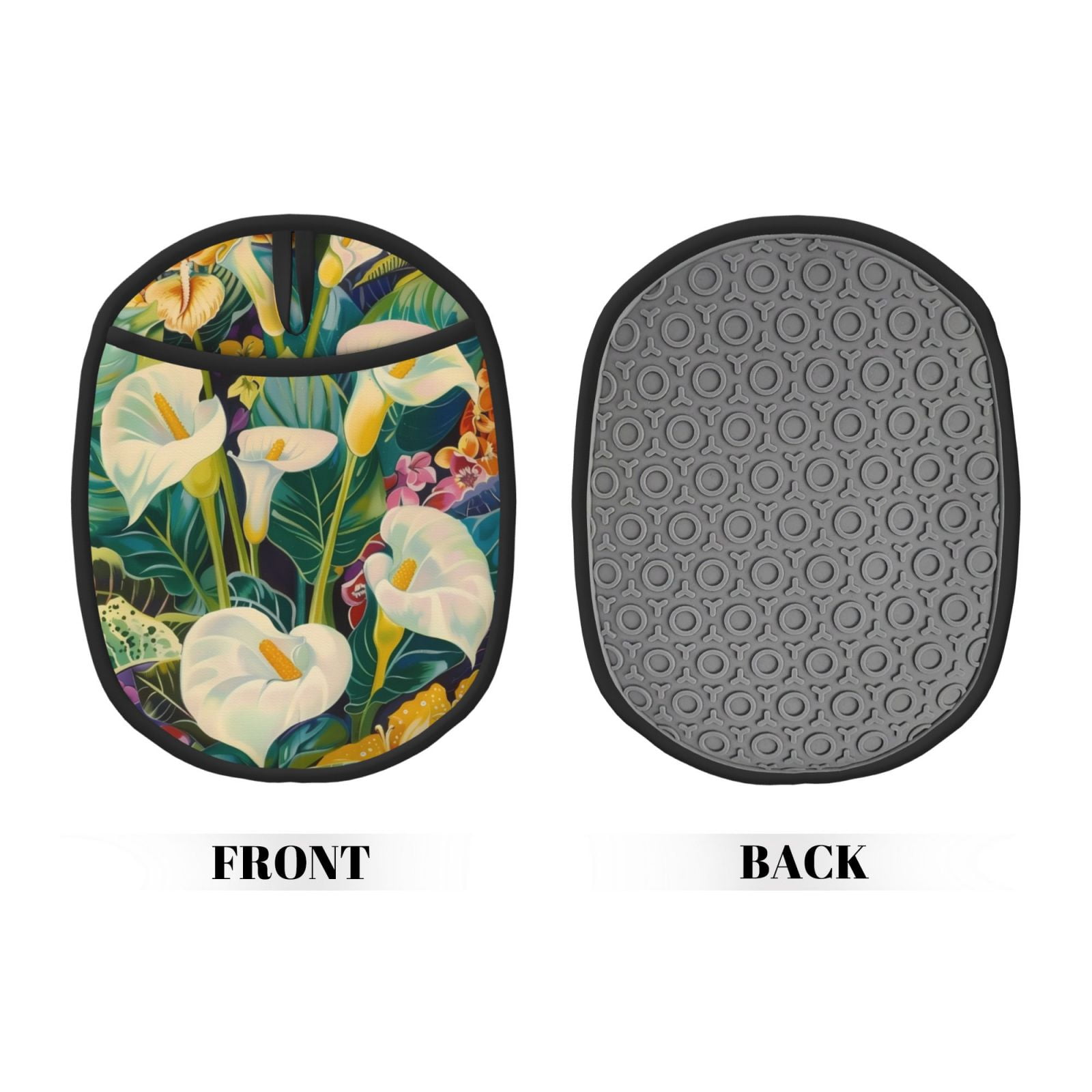 Naloa Tropical Floral Jungle Silicone Pot Holders, Oven Mitts Heat Resistant Hot Pads, Non Slip Pot Holder for Kitchen Baking and Cooking 9.4 x 7.5 Inches