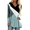 thumbnail image 2 of Long Sleeve Shirts for Women 2026 Spring Fall Casual Geometric Printed V Neck Oversized Shirt Tunic Blouse, 2 of 6