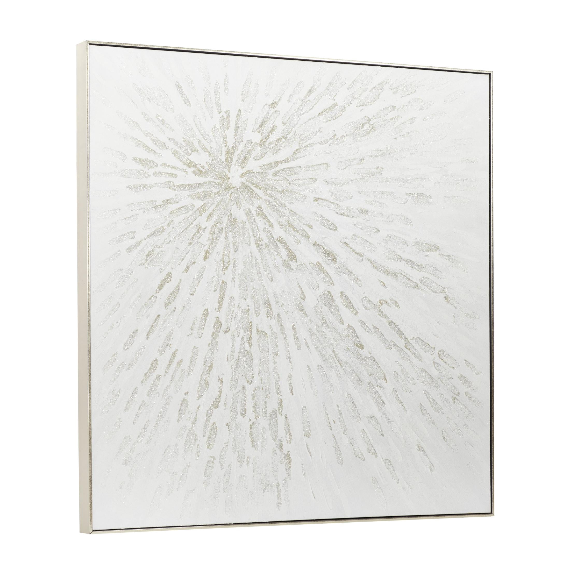 39" x 39" Abstract Metallic Starburst Framed Wall Art with Silver Foil Accents, by CosmoLiving by Cosmopolitan