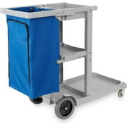 Commercial Janitorial Cleaning Cart on Wheels - Housekeeping Caddy with Shelves and Vinyl Bag