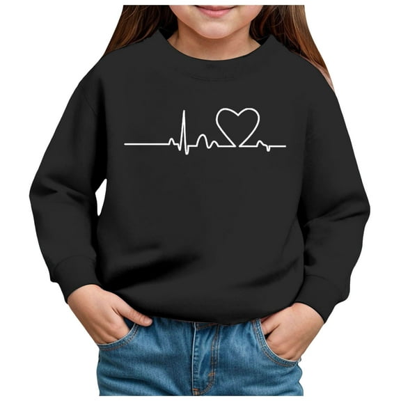 Zshosam Little Kids Sweatshirts Toddler Baby Girl Boy Pullover Sweatshirt Print Long Sleeve Crewneck Shirt Tops Warm Fall Winter Clothes,Black 3 Years