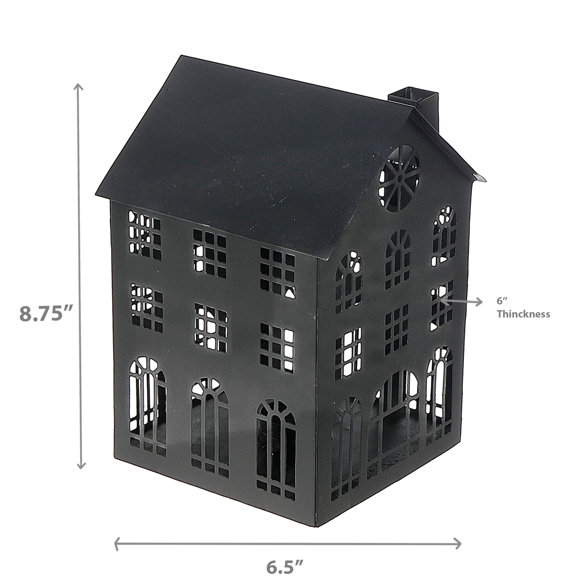 Black Metal House Tealight Holder (Large)