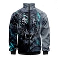 thumbnail image 2 of Chaqueta de manga larga con estampado de tigre en 3D para hombre y mujer, estilo vintage, con solapa y cremallera, unisex, de gran tamaño, 2024, 2 of 5