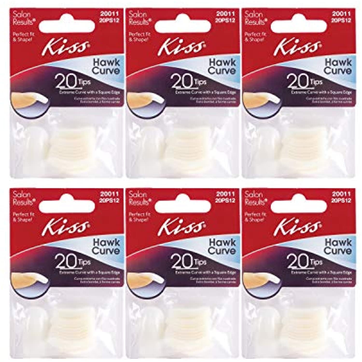 Kiss Hawk Curve 20 Tips 20Ps12 (6 Pack)