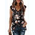 thumbnail image 1 of New Women's Casual Printed Lace Stitching V Neck Tops, 1 of 2