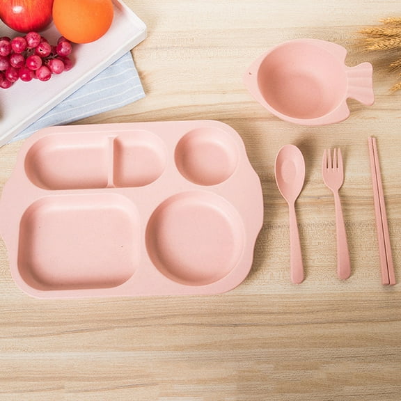 WHAMVOX  5 Pcs/Set Children's Cutlery Pink Tableware for Perfect Dinnerware Kit Kids