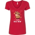 thumbnail image 3 of Inktastic Happy New Year Cute Ox Women's V-Neck T-Shirt, 3 of 5