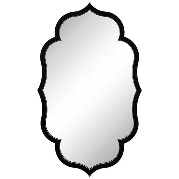 Empire Art Direct FMR-30142-2440 Curved Scalloped Beveled Wall Mirror on Black Matte Frame with Washed White Edges