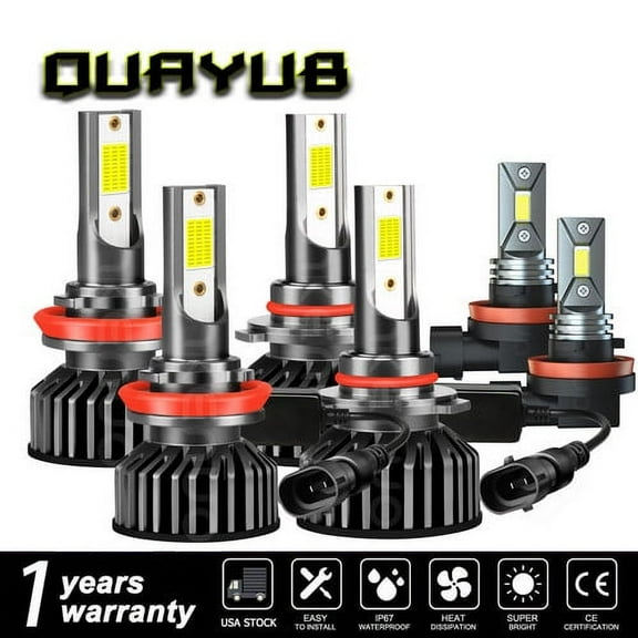 For 2007-2009 Toyota Camry Combo LED Headlight Hi-Low Fog Light Bulbs Kit