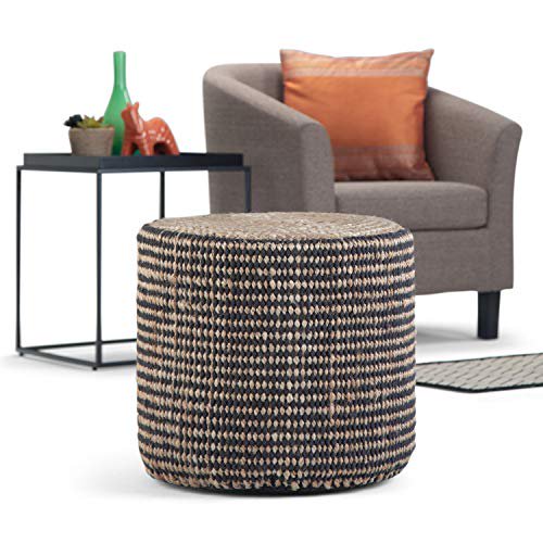 SIMPLIHOME Larissa Round Braided Poufs, 18 inch, Natural