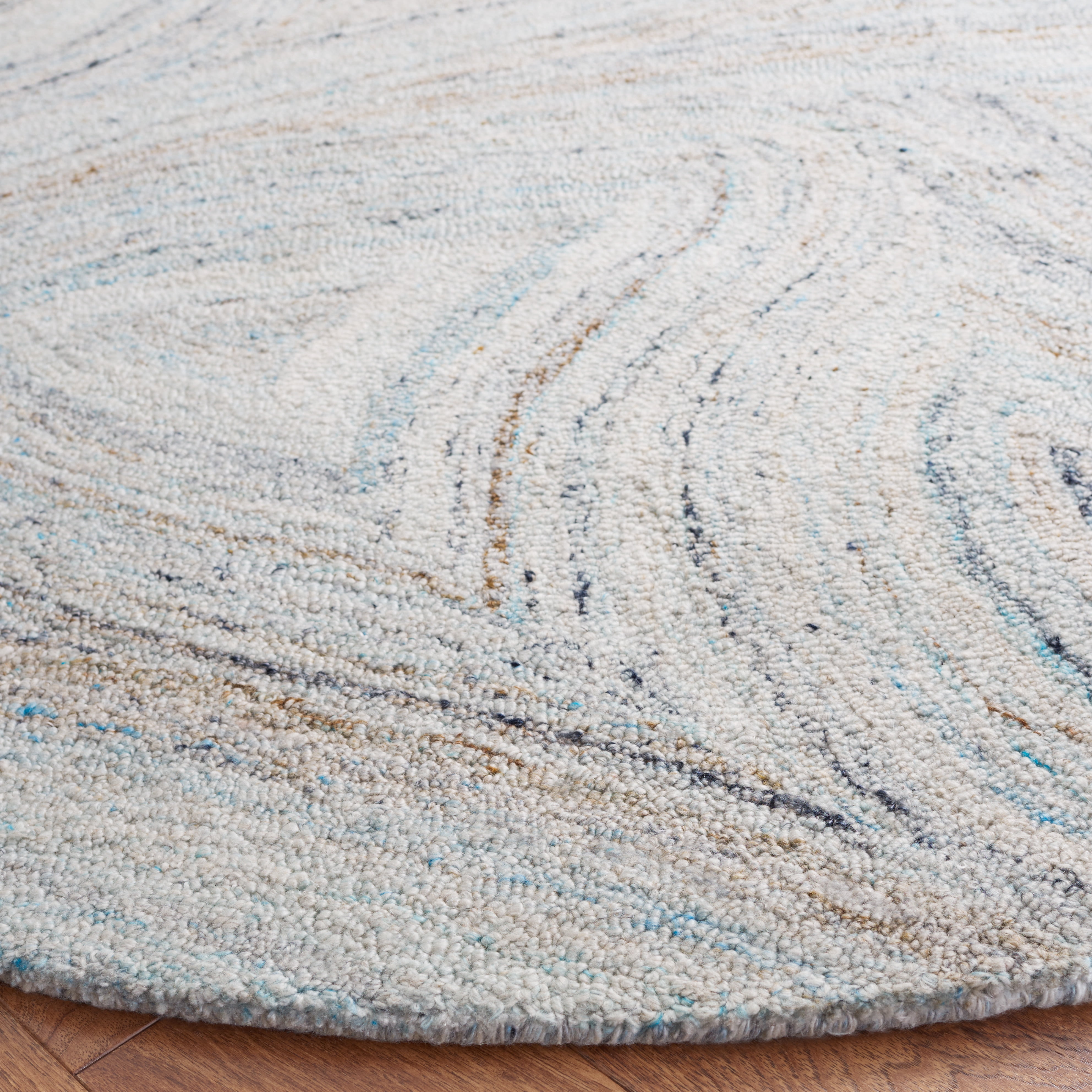 SAFAVIEH Abstract Hypatia Swirls Area Rug, Beige/Blue, 6' x 6' Round