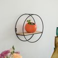 thumbnail image 4 of Decorative Modern Round Accent Floating Shelf Circle Decor Display Wall Mounted Rack with Metal Frame and Pine Wood, 4 of 8