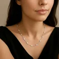 thumbnail image 4 of Tilo Jewelry Solid 925 Sterling Silver Diamond-Cut Oval-Shaped Beaded Station Chain Necklace with Secure Lobster Lock | 20 Inch | Everyday Necklace for Women, Men, Unisex, 4 of 12