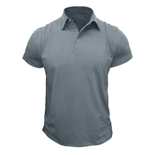 Chemises Habillées Légères pour Hommes Manches Courtes Unies Tendance à Col Rabattu avec Poche (Gris, m)