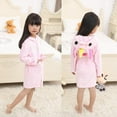 thumbnail image 1 of Kids Girls Unicorn Flannel Hooded Bathrobe Dressing Gown Belted Robe Sleepwear, 1 of 3