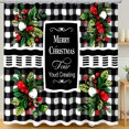 thumbnail image 1 of Cheerful Rideau de Douche de Noël Verdure de Vacances & Design "Joyeux Noël", 1 of 5