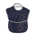 thumbnail image 2 of Bingfone Mess-Proof Baby Bib - Waterproof Bib For Baby Boy Or Girl With Food Catcher Pocket, Unisex-Copper-Gold Gloss Outline Navy Dark Blue, 2 of 8