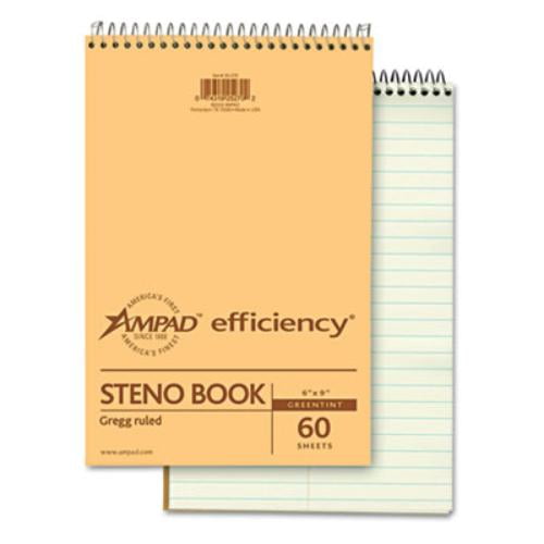 Ampad Steno Books, Gregg Rule, Tan Cover, 6 X 9, 60 Green Tint Sheets