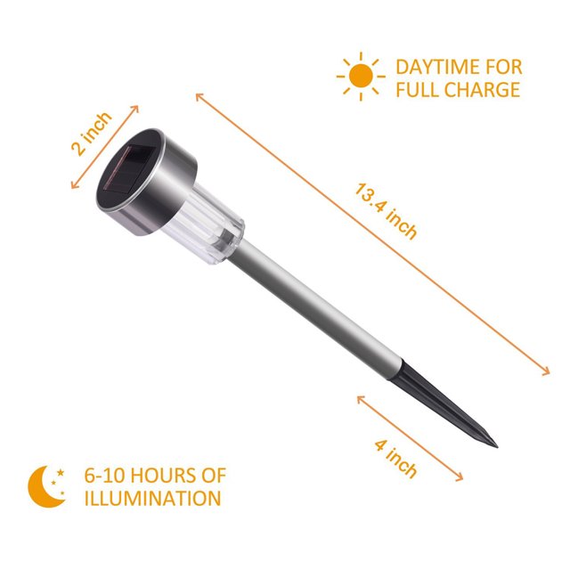 1pc Stainless Steel Solar LED Lawn lawn lamp; Lamp IP44 Level Outdoor Garden Pathway Landscape Lamp