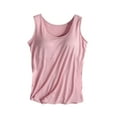 thumbnail image 4 of Charella Tank Top Built in Bra Women Sleeveless Scoop Neck Padded Workout Yoga Tanks Casual Summer Clothes (2XL, Pink 1), 4 of 7