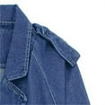 thumbnail image 4 of WCMZJ Women's Cropped Denim Jacket Casual Loose Long Sleeve Jean Jacket Denim Trench Coat with Belt Navy L, 4 of 6