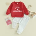 thumbnail image 4 of Douhoow Valentine Day Toddler Baby Clothes 2Pcs Long Sleeve Pullover + Drawstring Trousers Set, 4 of 8