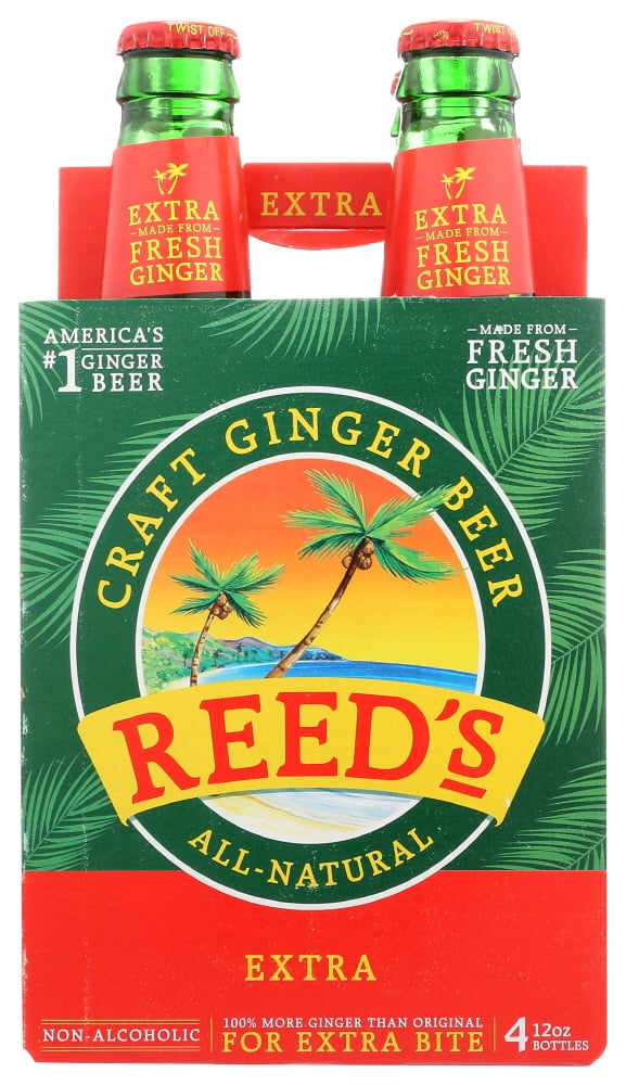 Reed's Ginger Beer Ale Soda Pop, 12 Fl Oz, 4 Pack Bottles