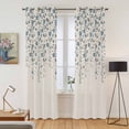 thumbnail image 2 of Weeping Flowers Kitchen Curtains 84 Inch Length, Blue Grey Spring Floral Botanical Rustic Burlap Grommet Top Bedroom Living Room Curtains, Light Filtering Cafe Curtain Drapes 2 Panels Set 84''x84'', 2 of 9