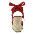 thumbnail image 2 of BLISSFUL STEP Chaussures pour Femmes Sandales Espadrilles à Talon Compensé Haut Bout Rond Rouge 8,5, 2 of 8
