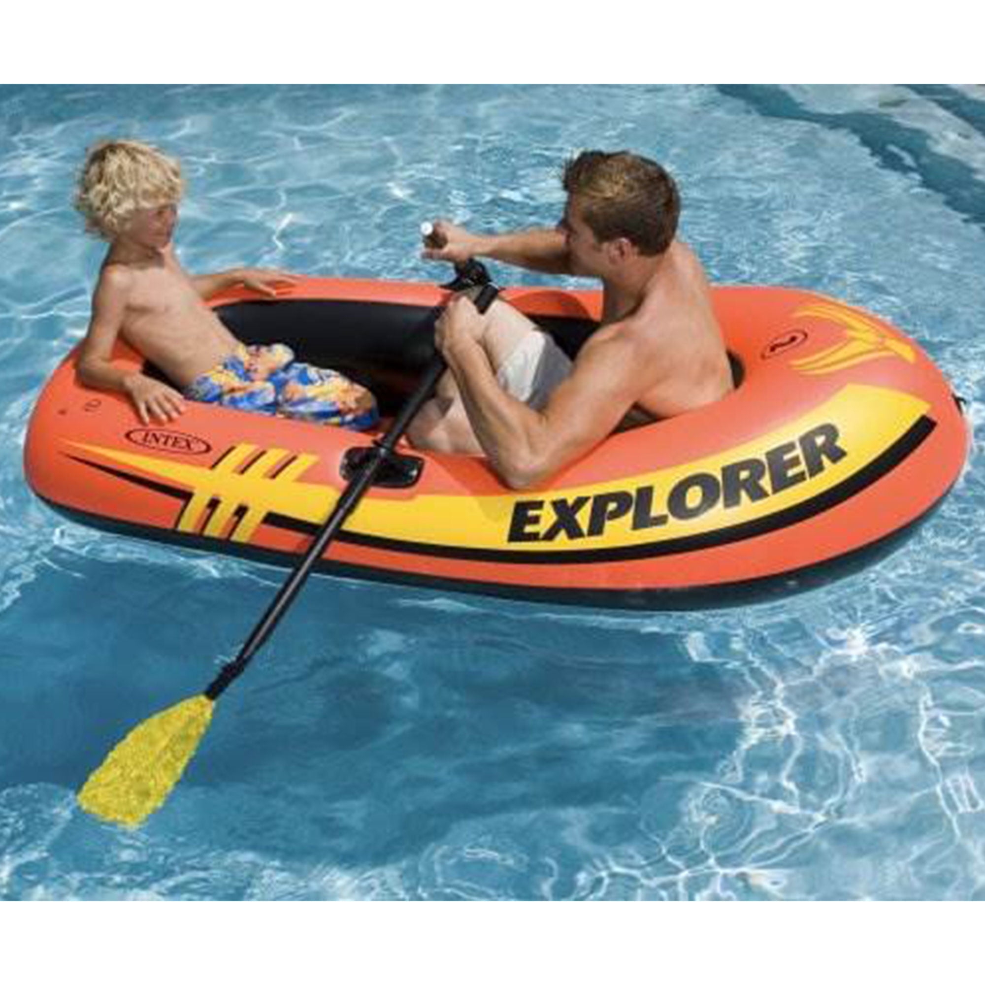Intex Explorer 200 Inflatable 2 Person River Boat Raft w/ Oars & Pump (2 Pack)