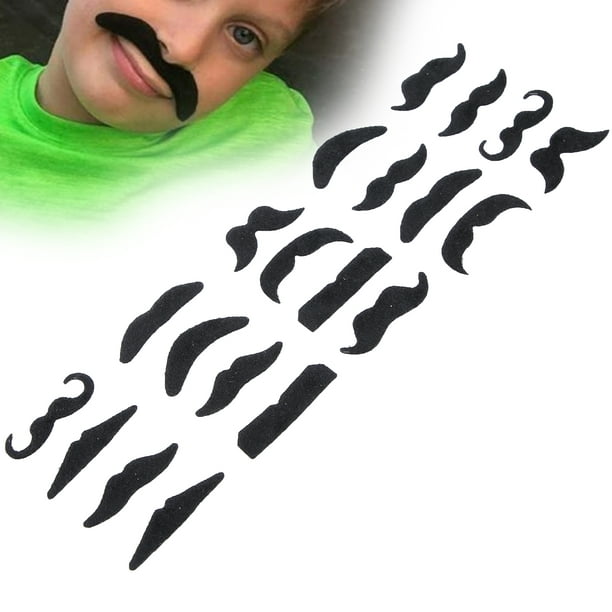 Mgaxyff Fake Beard Hair,Fake Beard Stickers,20 Pieces Fake Mustaches Funny  False Beard Black Mustaches For Costume Accessories 