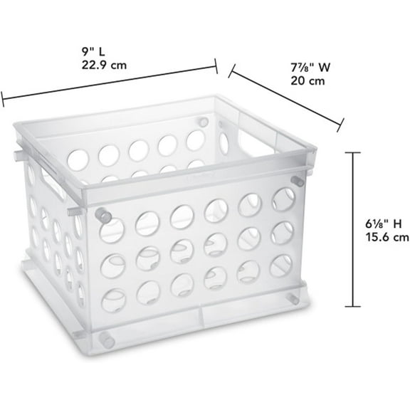 Crate, Stackable Plastic Storage Bin with Handles, , 24-Pack