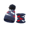 thumbnail image 5 of Gorro de punto de invierno para niños, bufanda, gorro de piel de dinosaurio jacquard de dos piezas con conjunto de aislamiento de terciopelo, 5 of 5