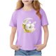 thumbnail image 2 of Blusas y camisas de manga corta con cuello redondo para niños Camiseta de verano de manga corta estampada para niñas Jersey elegante de cuello redondo para niñas Top de algodón para niños, 2 of 6