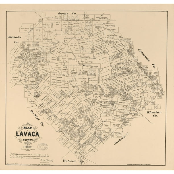 Lavaca County Texas Walsh 1879 23.99 x 23