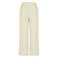 thumbnail image 4 of Summer Women's Pants Under $8 Pants Cotton and Linen Casual Solid Color Drawstring Elastic Waist Long Straigh Pants With Pockets, 4 of 6