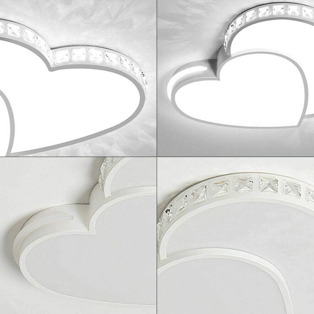 Modern Heart Shaped Ceiling Light, Crystal Flush Mount Led Ceiling Lighting Fixture, for Bedroom Living Room Dining Room Decoration Lamp 110V (Cool White)