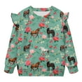 thumbnail image 5 of Xoenoiee Horse Floral Print Girls Ruffle Sweatshirt Long Sleeve Shirts Sweaters Kids Crewneck Tee Tops Casual Cute Fall Clothes, Size 4-5 Years, 5 of 7