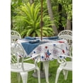thumbnail image 3 of Outdoor Tablecloth with Umbrella Hole for Patio/Picnic/Party/Camping, Independence Day Waterproof Table Cloth Round Cover Washable, Red Blue Star Firework Wooden Grain (Dia 54"), 3 of 8