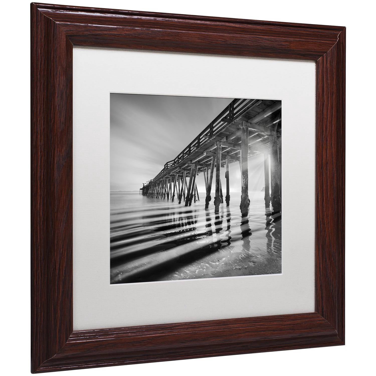 Trademark Fine Art "Pier and Shadows" Canvas Art by Moises Levy White Matte, Wood Frame